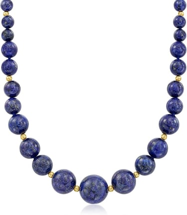 Jewelry for Black Dress Lapis Bead Graduated Necklace With 14kt Yellow Gold Spacers. Ross-Simons 