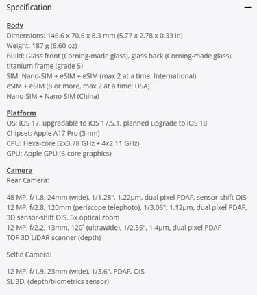 IPHONE 15 PRO