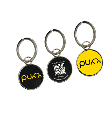 Black & Yellow Purr Tag with QR Code