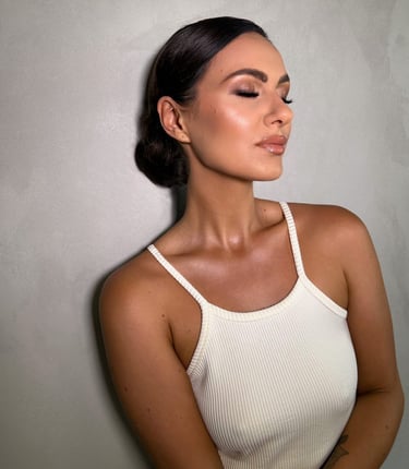 a woman with a white top and a white top