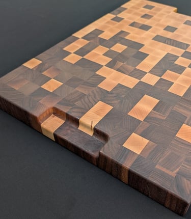 end grain cutting board, oversized maple and walnut 18X24
