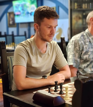 FM Nicolas Grandadam, Switzerland. Bangkok Chess Club at the Royal Oak Bar