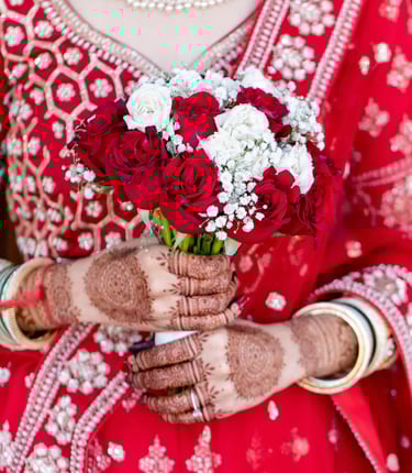 Beautiful Bride is Holding Flower in Hand