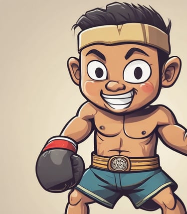 Cartoon image of a young Muay Thai fighter