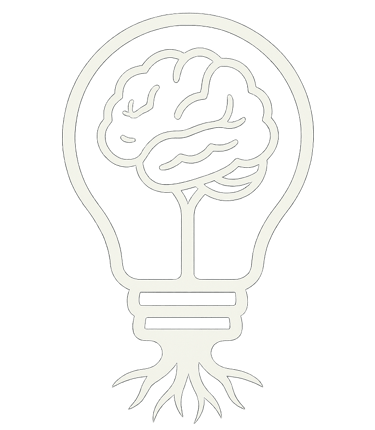 A light bulb with a brain and root - The ThinkRoot