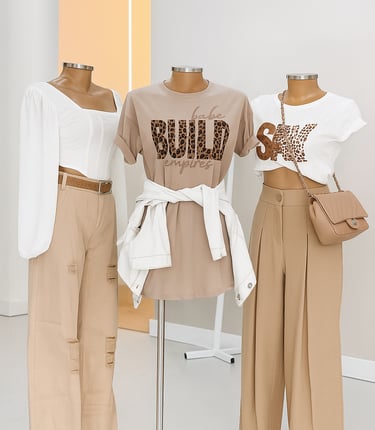 a display of clothing and accessories for sale