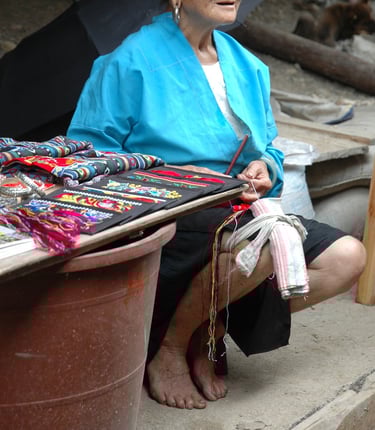 traditional women and crafts at Huangluo Yao Village, China