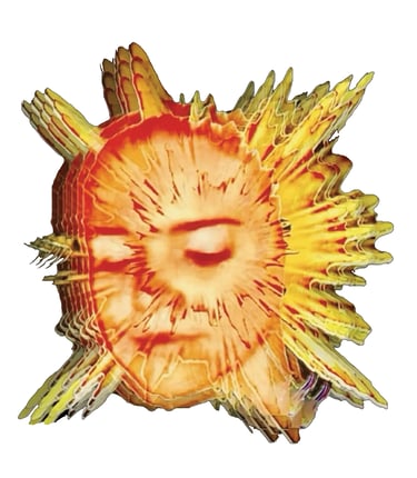 Pop art of woman's face as a starburst.
