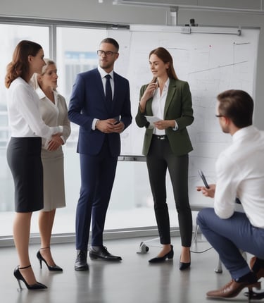 A dynamic portrait of Cloud Transcend's executive team standing confidently against a backdrop of glowing data center visuals.