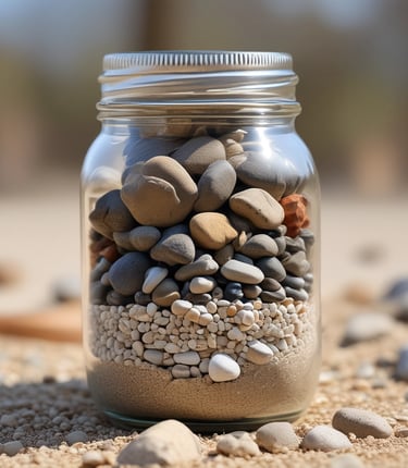 A group of young competitors eagerly gathered around LEGO creations on a display table, with earth-toned banners in the background.