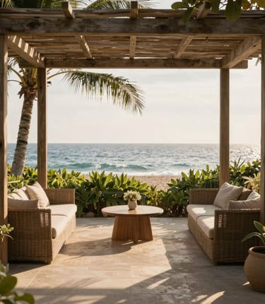 Minimalistic workspace with warm lighting and a laptop displaying gvira studio's homepage.