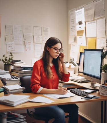 A vibrant workspace showing a team collaborating on social media campaigns with laptops and notes.