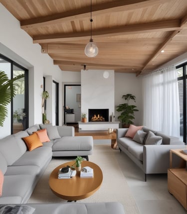 Technician installing a sleek minisplit air conditioner in a modern living room.