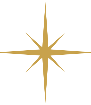 Minimalist gold eight-point starburst graphic isolated on a white background.