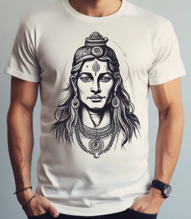 A rich, warm-toned photograph of a model wearing a deep red saree with gold embroidery, standing against a textured, earthy backdrop.