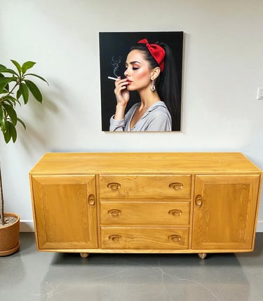 Ercol Model 455 sideboard, restored Mid-Century Modern teak cabinet with classic British design.
