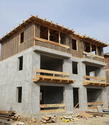 A skilled construction team working together on a sunny Southern California home remodel, with tools and blueprints in hand.