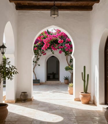 Elegant minimalist office space with natural light and refined architectural details.