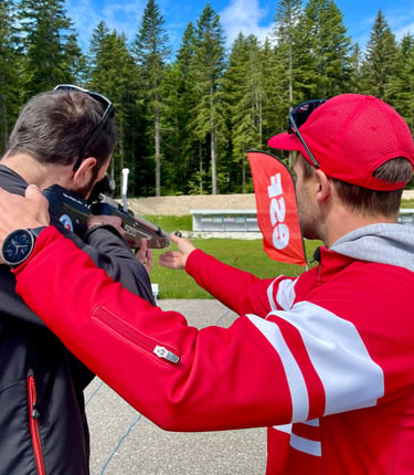 Activité de biathlon pour les adultes dans le Vercors avec l'ESF Autrans