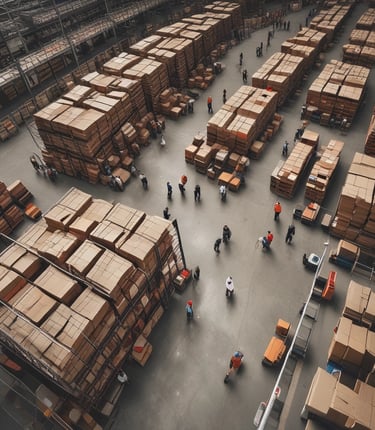 A diverse team of professionals collaborating in a logistics environment.