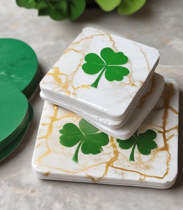 a green background with four leaf clovers