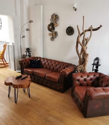 Canapés chesterfield cuir marron vintage