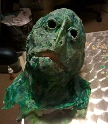 Masque de la tortue achevé | Performance "Marée Haute" | Fabrication et photo David Noir