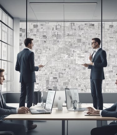 a group of business people sitting at a table
