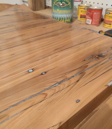 cedar and epoxy wood test pieces for desk and counter
