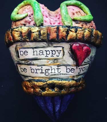 hand painted ceramic art - be happy