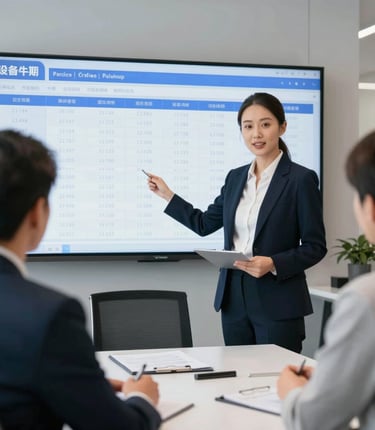 A professional consultation setting with a medical professional sitting at a desk facing a client. The room has a modern aesthetic with white walls decorated with framed certificates. The desk is organized with office supplies, a laptop, and a fruit bowl in the center.