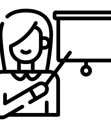 Icon of teacher standing in front of a board