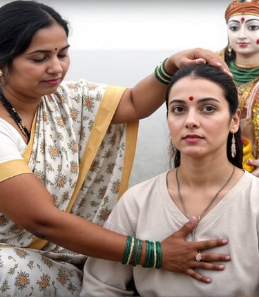 indian woman performing the Kalavahana ritual