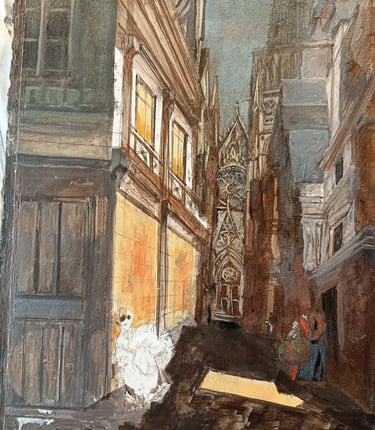 Tableau ancien en cours de restauration.