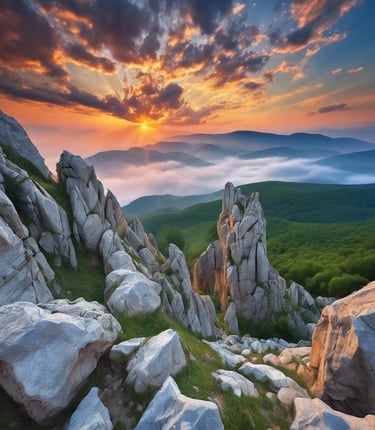 Bulgaria's landscape and rocky mountains.