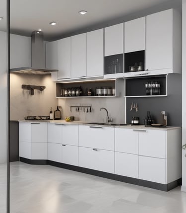 A beautifully designed modern living room with elegant furniture and soft, warm lighting.