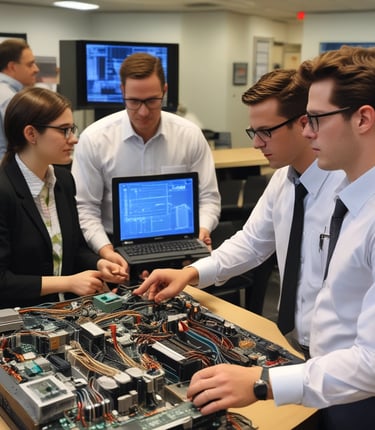 A friendly IT consultant working closely with a small business owner in a bright, modern office.