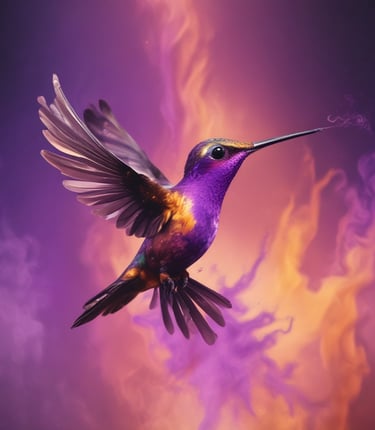 A warm portrait of Gold Trimm surrounded by flowing gold ribbons against a rich purple backdrop.