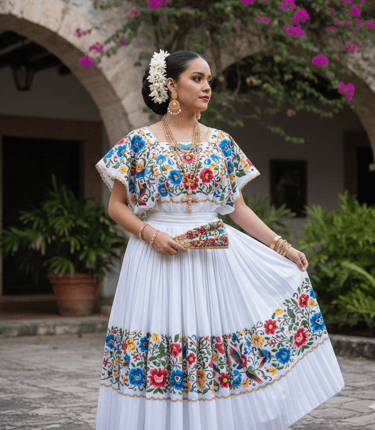 mujer yucateca con joyeria de oro inspiracion maya