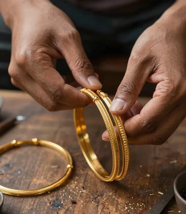 A warm photo of Balaje Jewellers’ storefront with traditional and modern jewelry displayed elegantly.