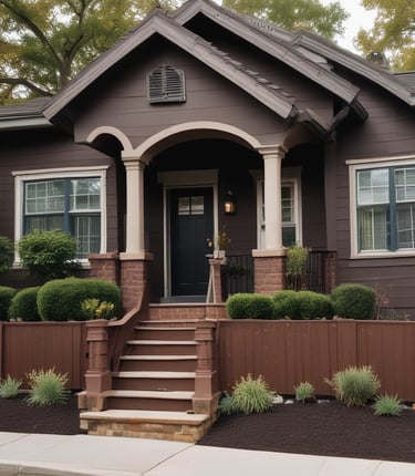 Painter carefully applying a fresh coat of blue paint on a residential home's exterior siding.