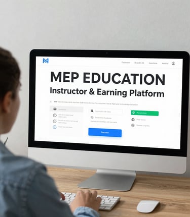 A focused student engaging with an online HVAC training module on a laptop.