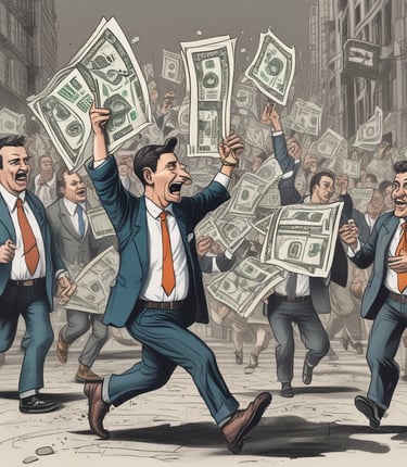 A vibrant, chaotic chain-goblin mascot bursting through chains against a digital crypto background.