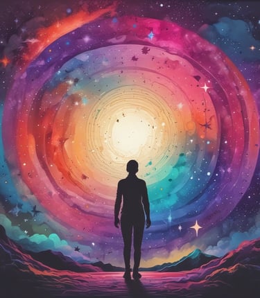 A serene night sky filled with stars forming astrological charts.