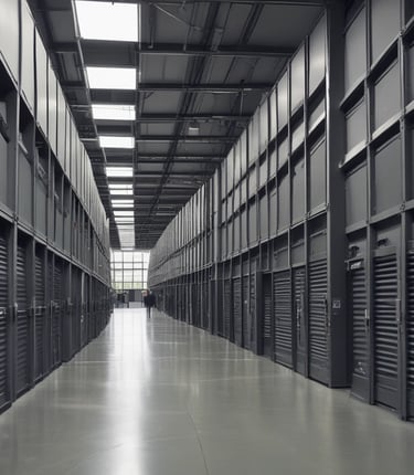 A clean, modern office building surrounded by well-maintained landscaping under a clear sky.