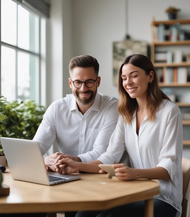 A small business owner confidently leading a workshop with engaged attendees.