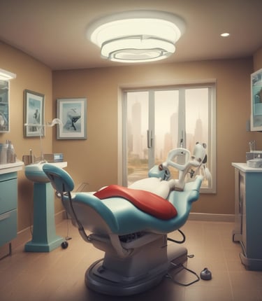 A friendly dentist warmly greeting a patient in a cozy, modern dental office.