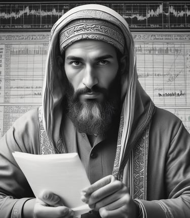 A warm-toned workspace with a laptop displaying stock charts and a cup of tea, reflecting thoughtful investment.