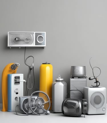 A cozy home setting showcasing various household appliances and electronics neatly arranged.