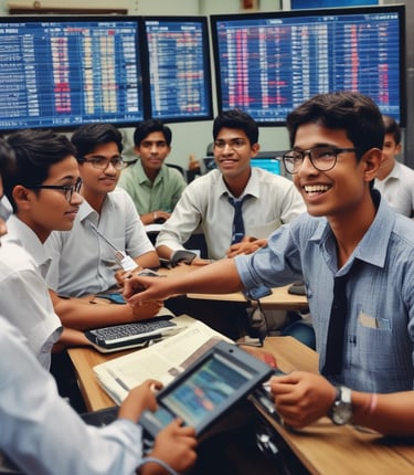 A diverse group of young adults attentively engaged in a hands-on financial workshop.